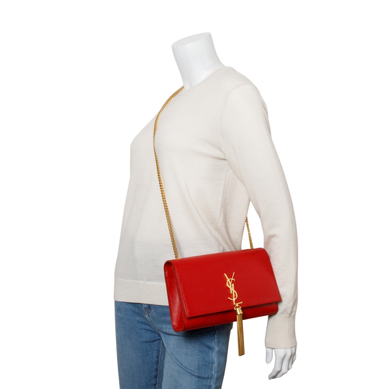YSL Saint Laurent Grain De Poudre Medium Classic Kate Tassel Leather Monogram Travel Bag Bag 66920