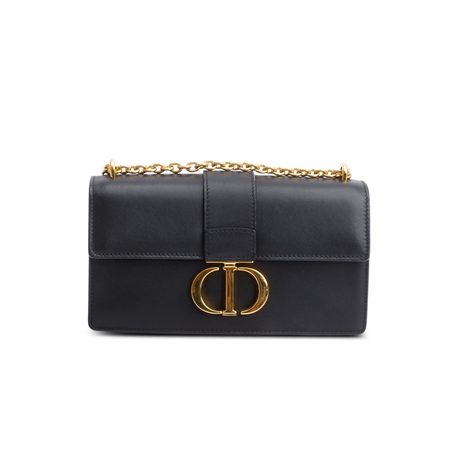 Dior Christian Calfskin Montaigne East West Bag Black Chain Travel Bag