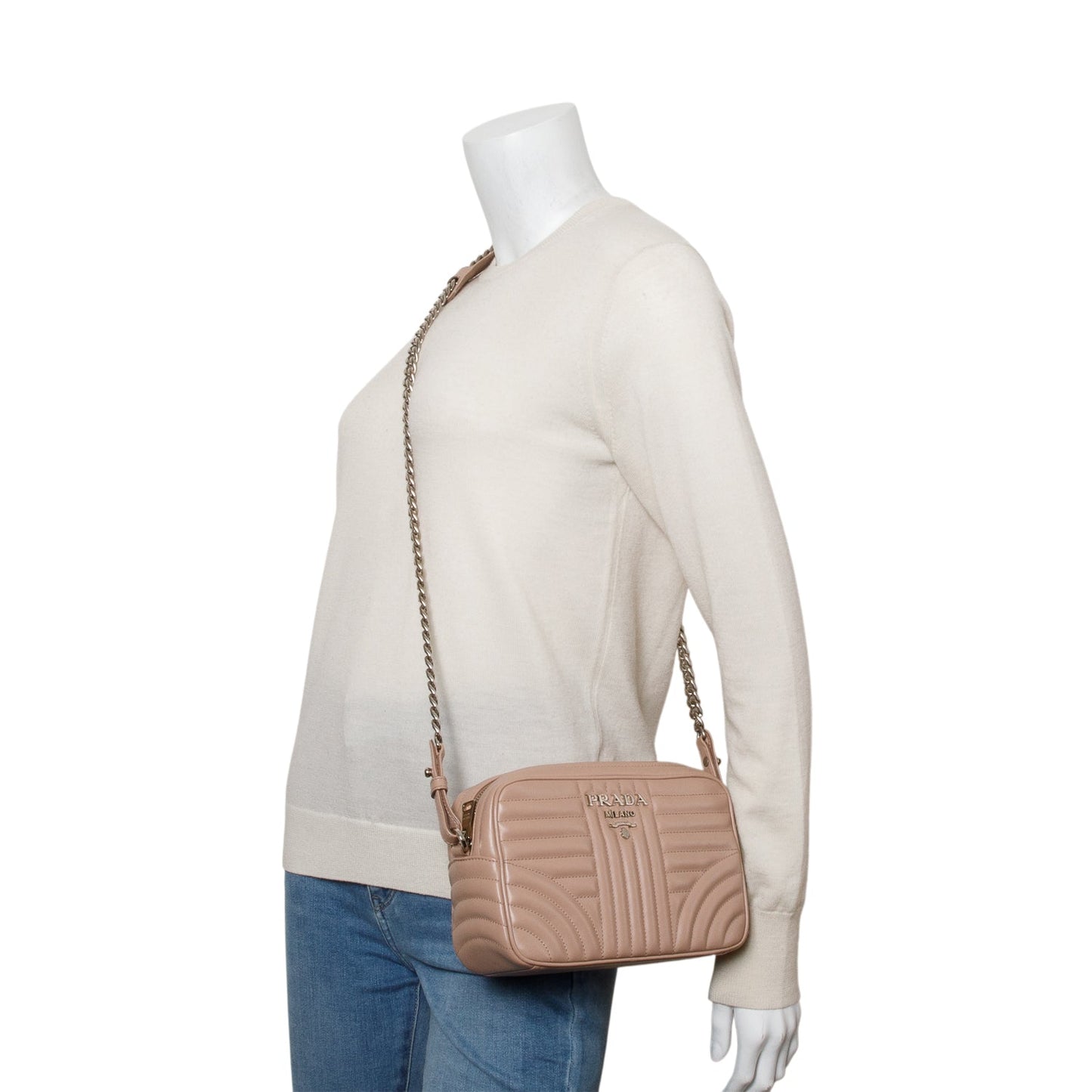 Prada Soft Calfskin Diagramme Crossbody Bag Pink