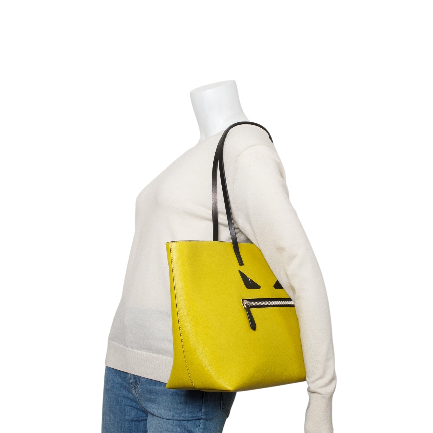 Fendi Vitello Elite Cuio Monster Buggies Roll Tote Green Medium Tote Bag