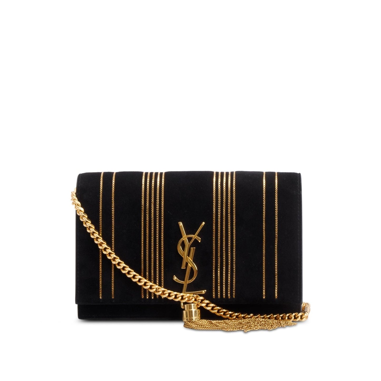 YSL Saint Laurent Kate Tassel Wallet On Crossbody Bag Suede Black