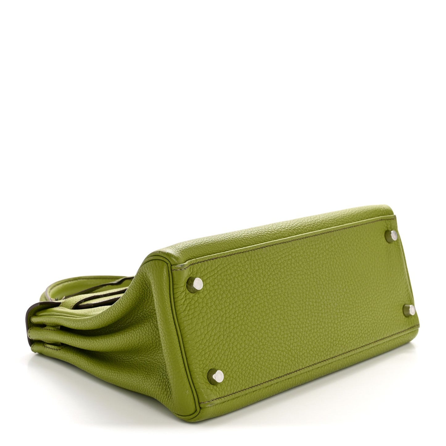 Hermes Taurillon Clemence Kelly Retourne Vert Anis Handbag Travel Bag