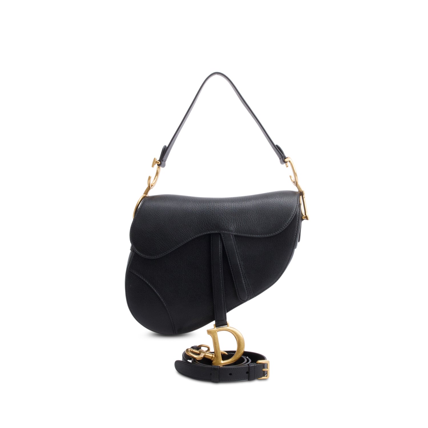 Dior Christian Calfskin Saddle Bag Black Travel Bag