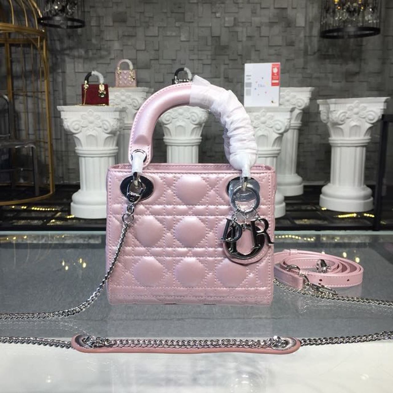 Lady Cannage Chain SiTop Qualityer Quilted Pink Mini Bag