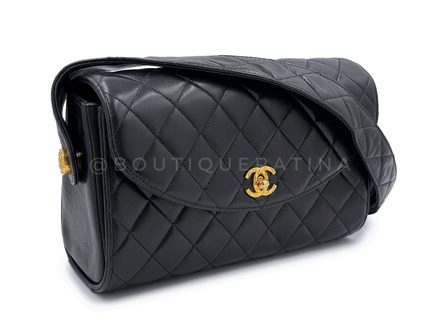 Chanel Rare 1991 Lambskin Crossbody Flap Bag