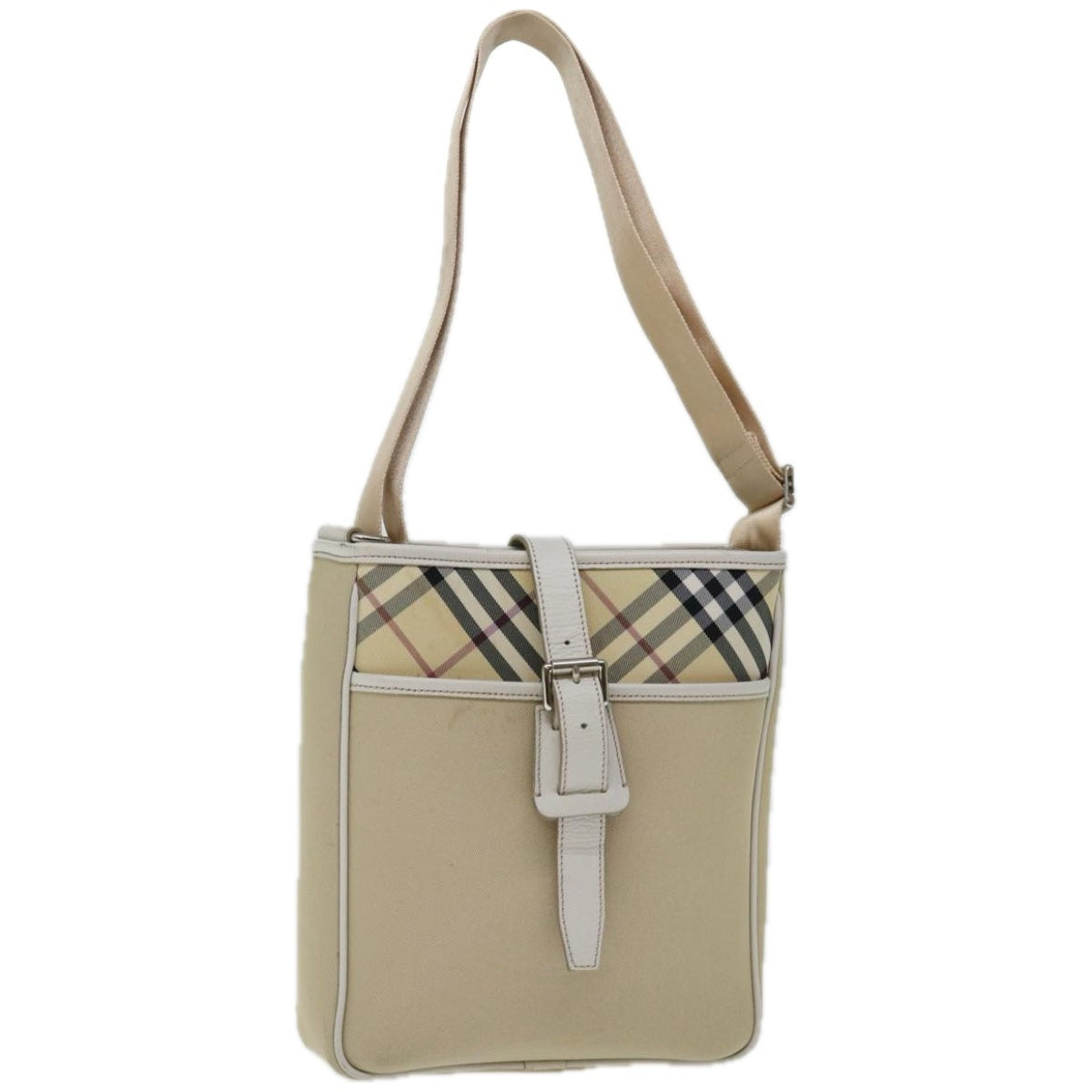 Burberry Luxury Nova Check Shoulder Bag Auth Canvas Beige Beige Auth 67083