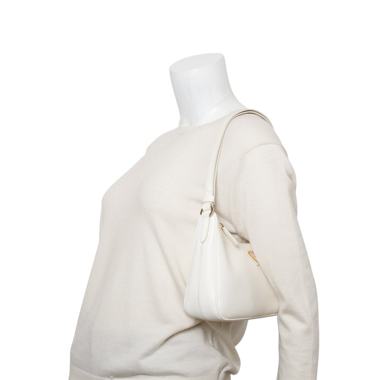Prada Saffiano Lux Re Edition Shoulder Bag White Mini