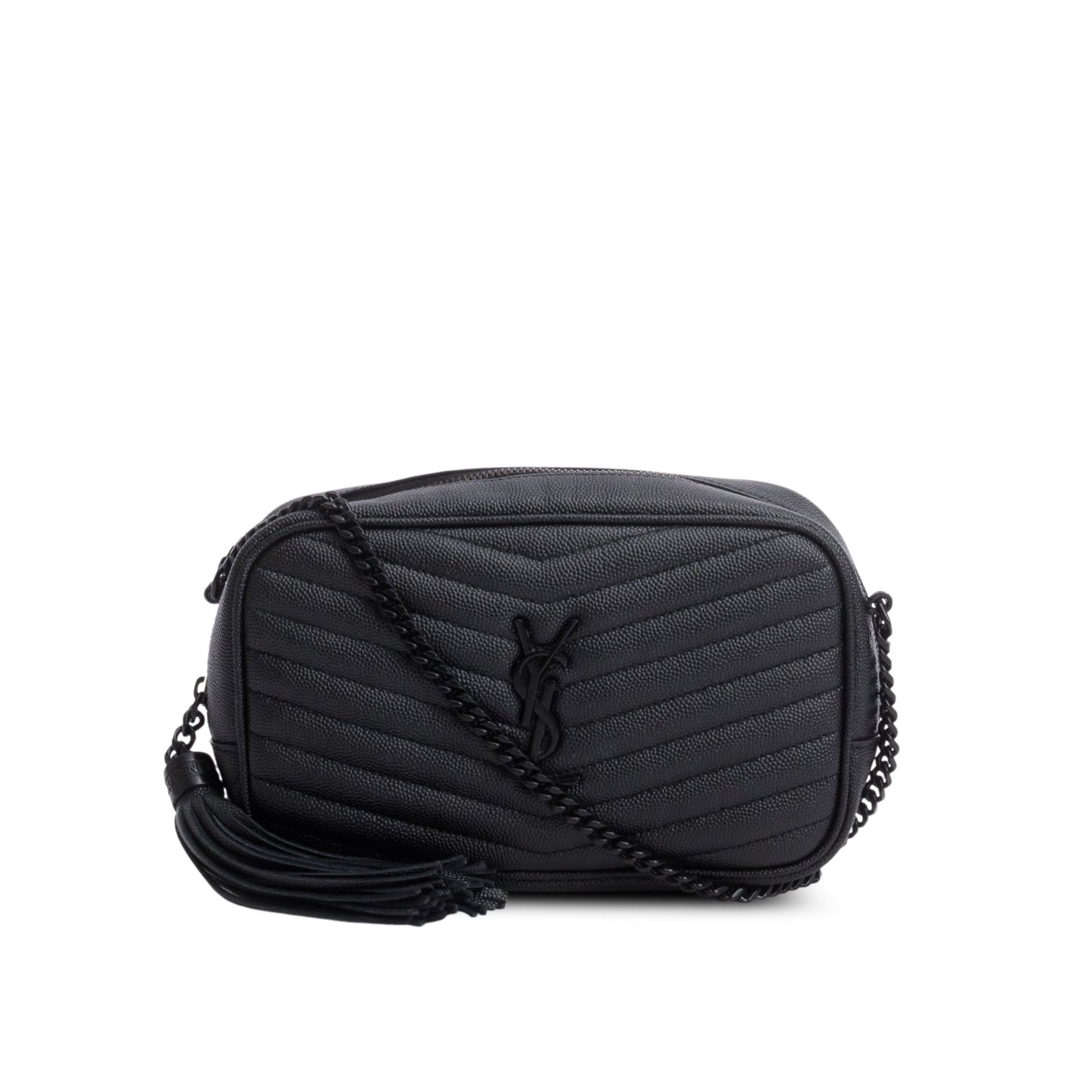 YSL Saint Laurent Grain De Poudre Lou Camera Bag Matelasse Black Crossbody Bag
