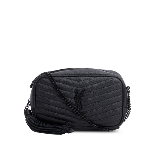 YSL Saint Laurent Grain De Poudre Lou Camera Bag Matelasse Black Crossbody Bag