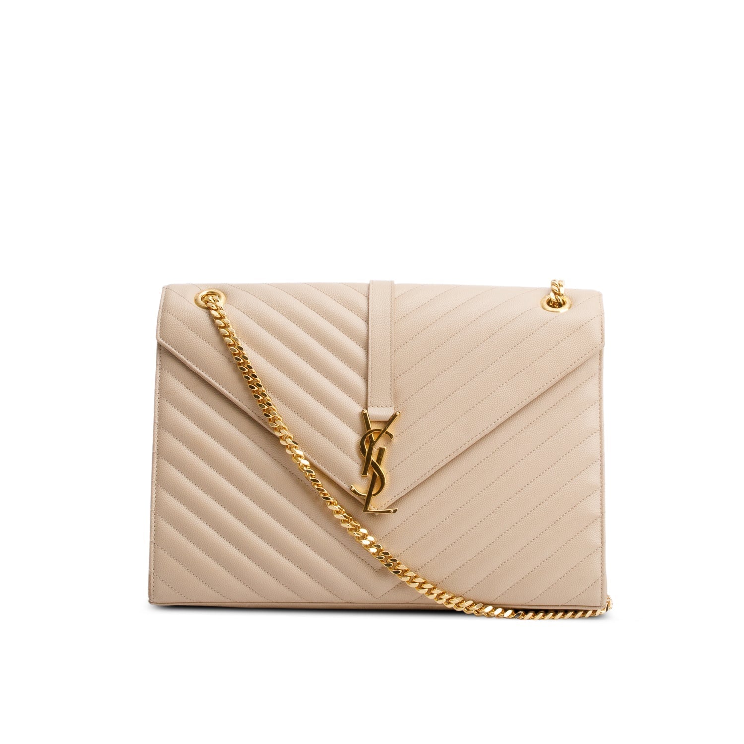YSL Saint Laurent Grain De Poudre Large Envelope Chain Bag Leather Quilted Travel Bag Bag 67126