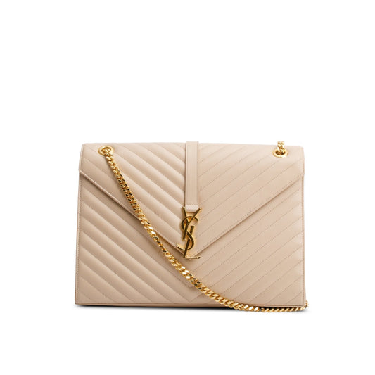YSL Saint Laurent Grain De Poudre Large Envelope Chain Bag Leather Quilted Travel Bag Bag 67126