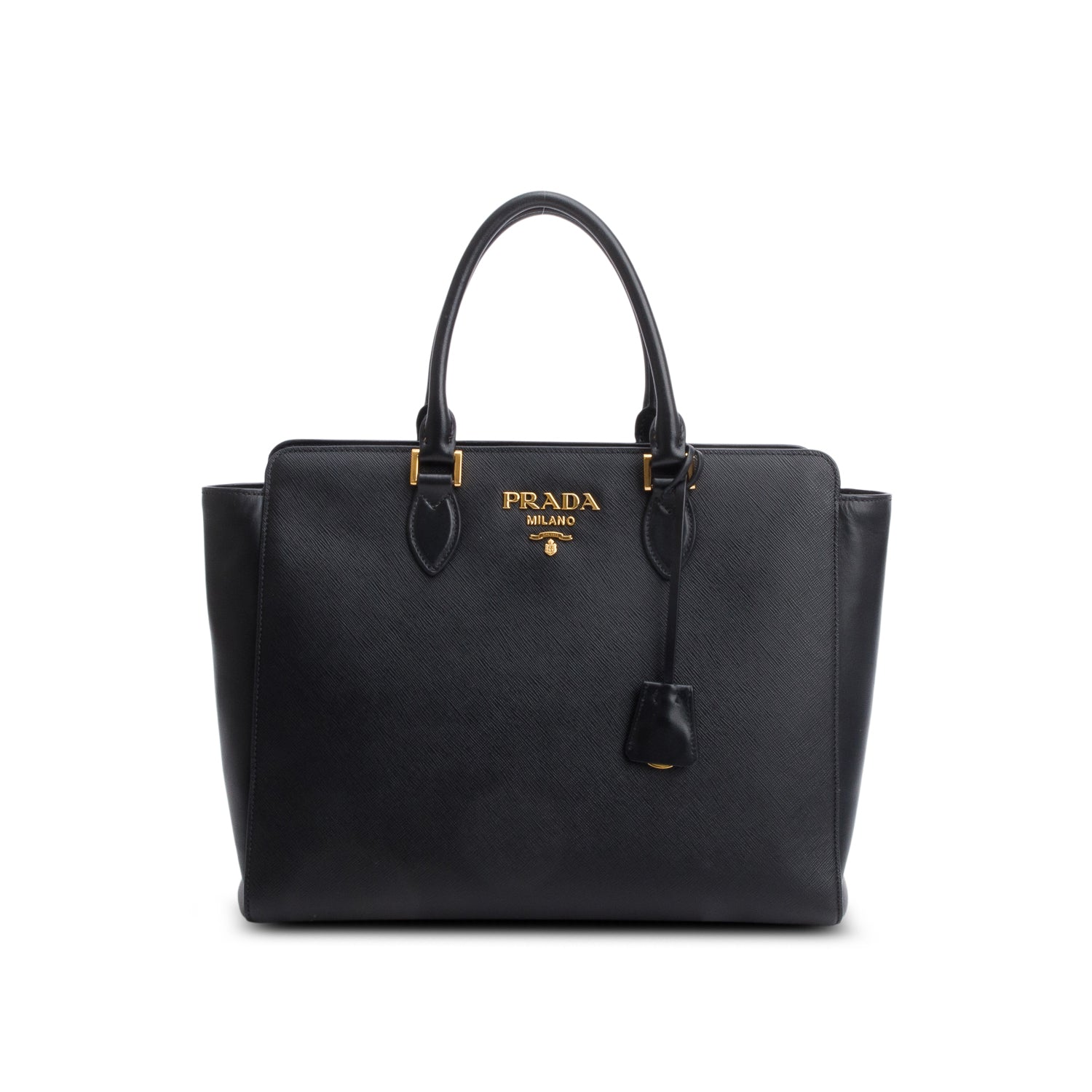 Prada Saffiano Soft Calf Tote Handbag Leather Black Tote Bag