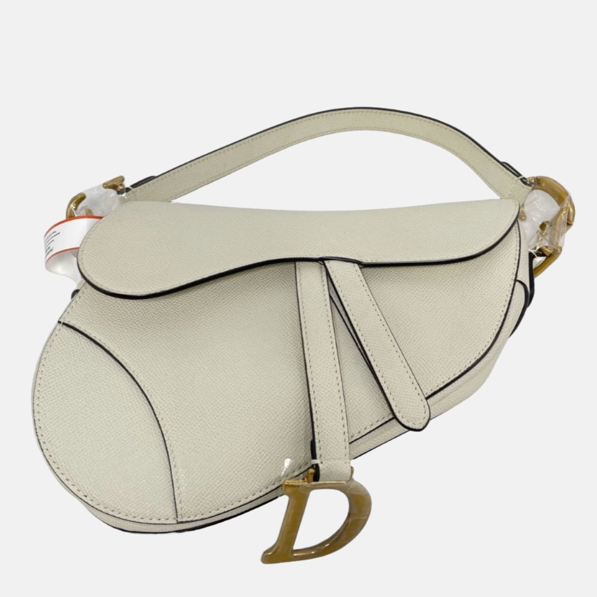 Dior Saddle Grained Handbag Leather White Travel Bag Handbag White