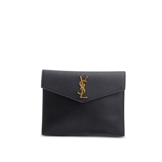 YSL Saint Laurent Grain De Poudre Envelope Pouch Travel Bag Black