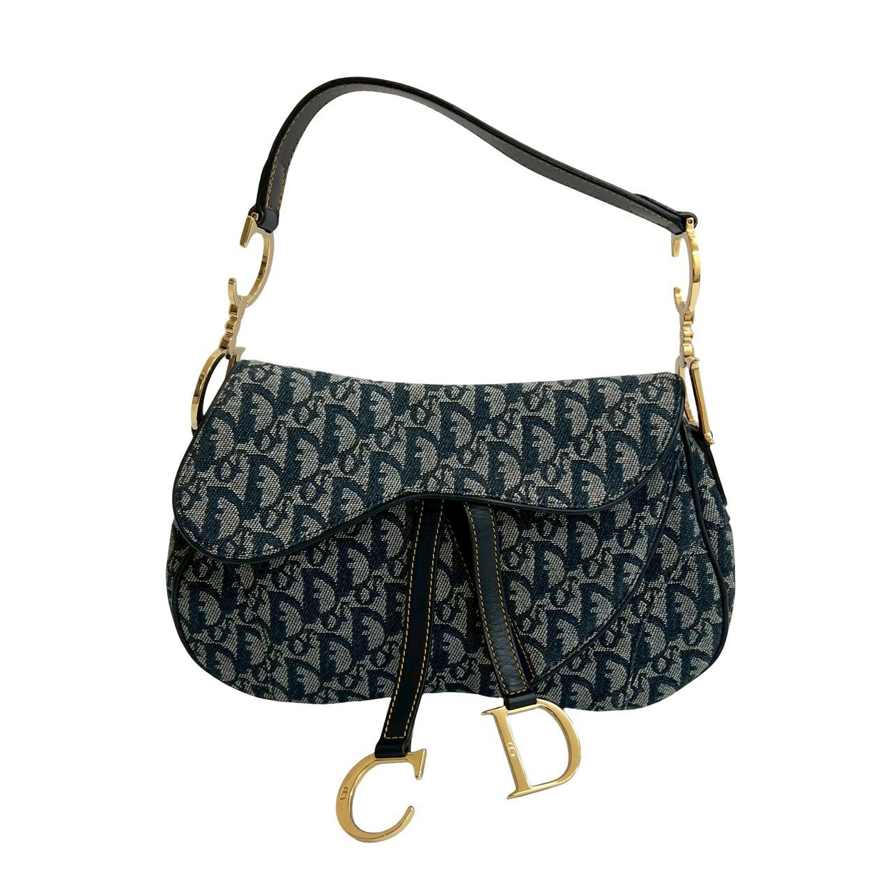 Dior Shoulder Bag Navy Saddle Bag Leather