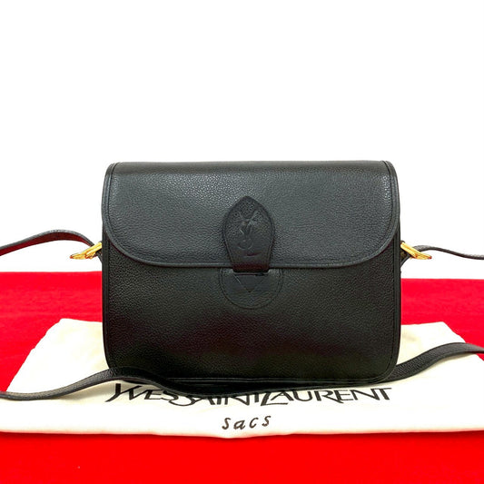 YSL Saint Laurent Yves Shoulder Bag Leather Black 675C204326783