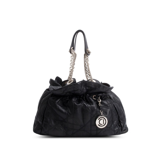 Dior Christian Lambskin Cannage Le Trente Tote Handbag Black Medium Tote Bag