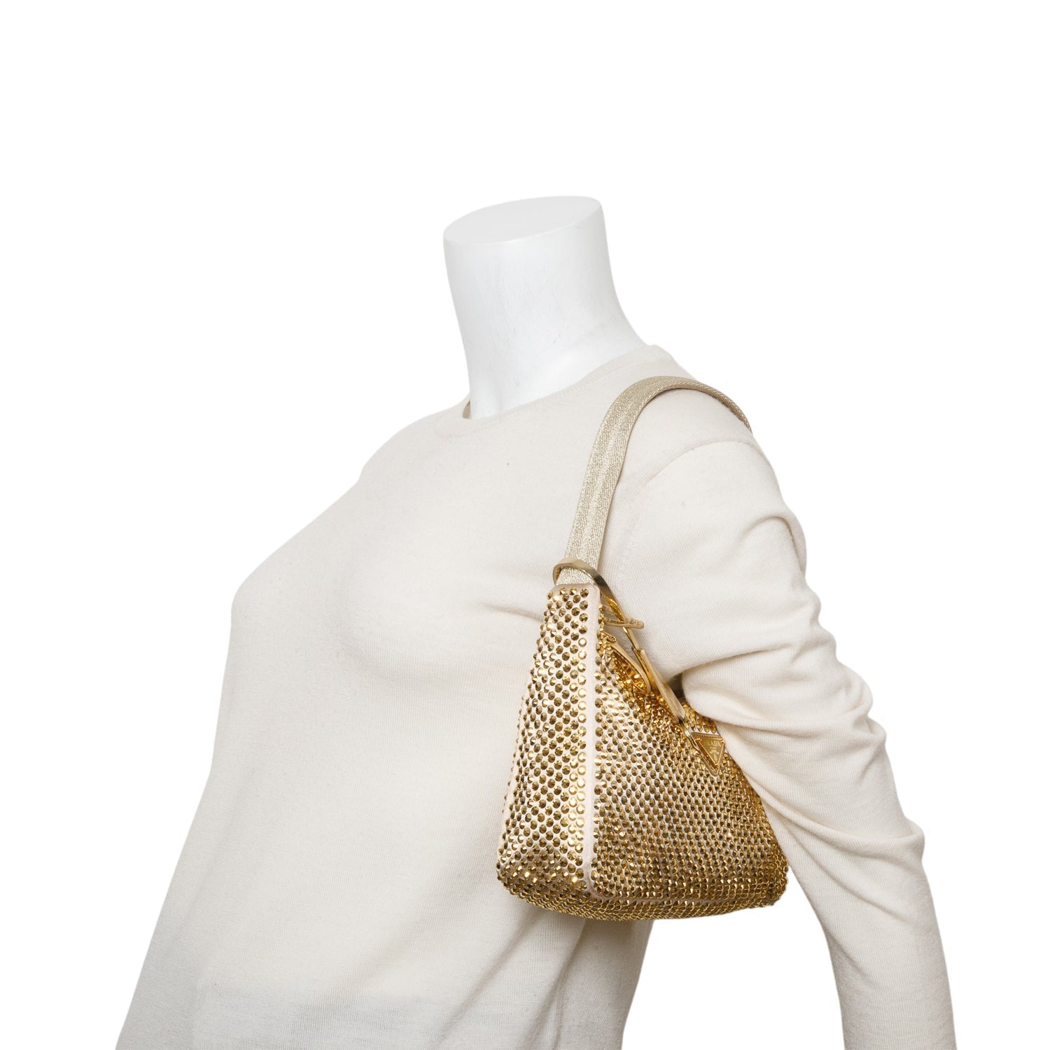 Prada Crystal Re Edition Bag Satin Gold Travel Bag