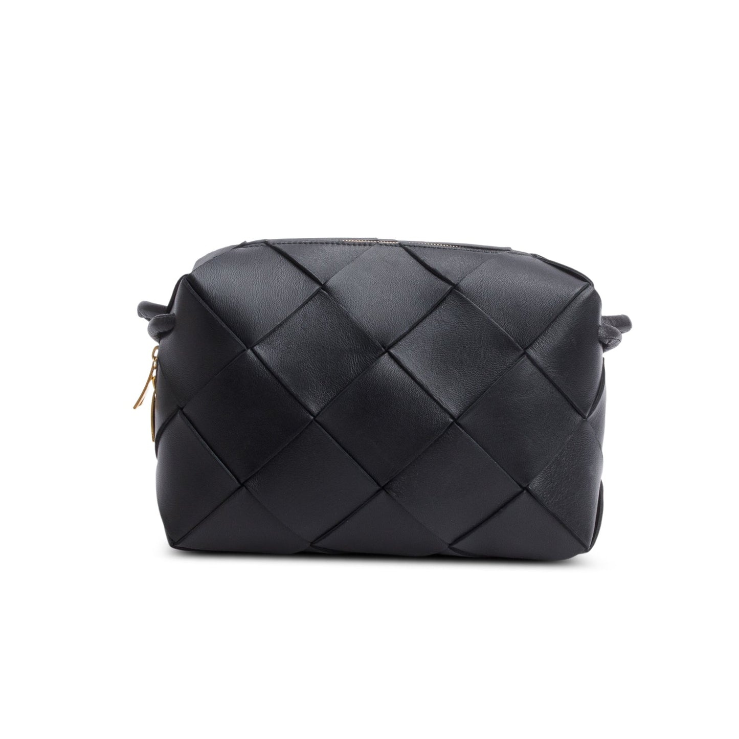 Bottega Veneta Lambskin Maxi Intrecciato Cassette Camera Bag Black Small Travel Bag