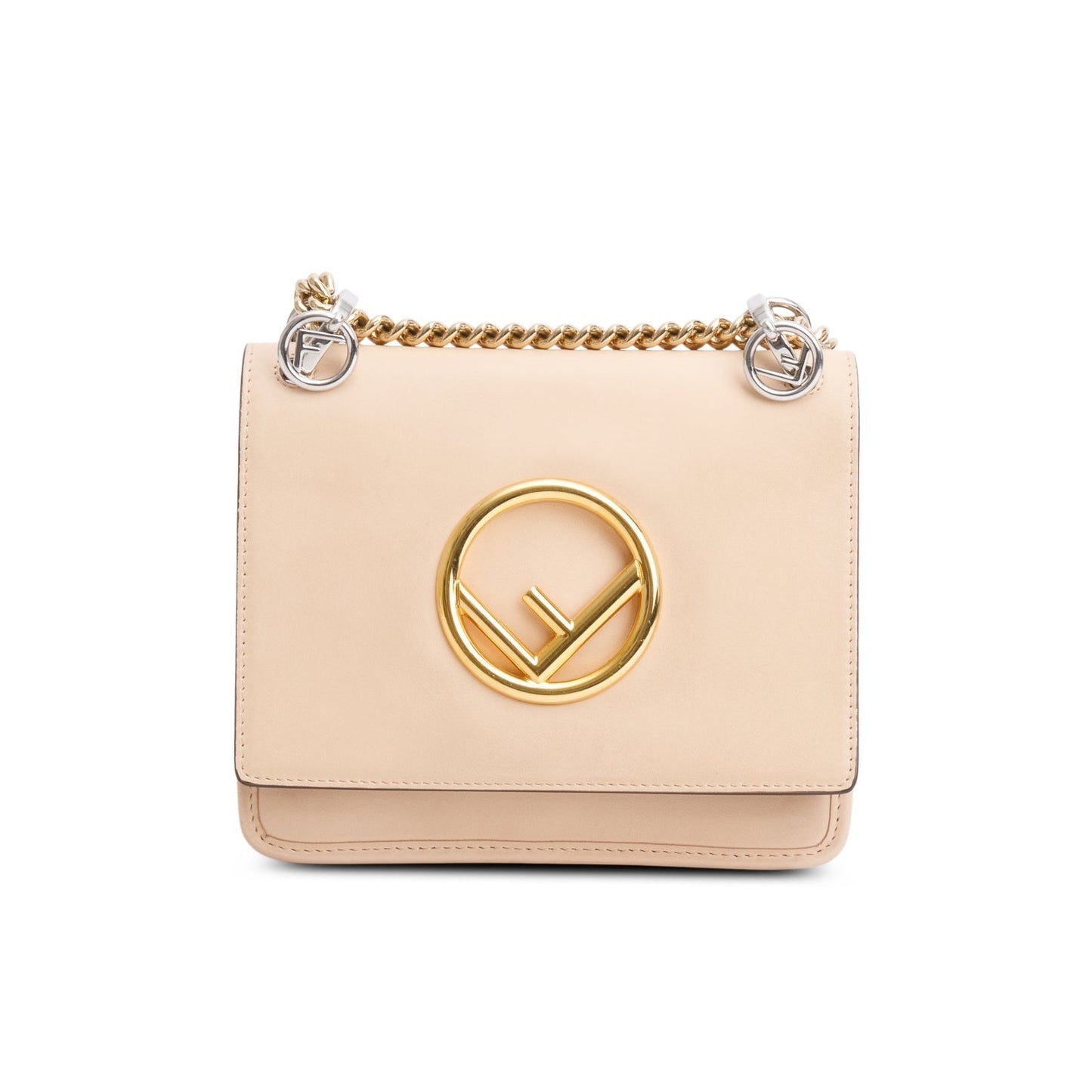 Fendi Vitello Century Opaco Is Kan Shoulder Bag Beige Small