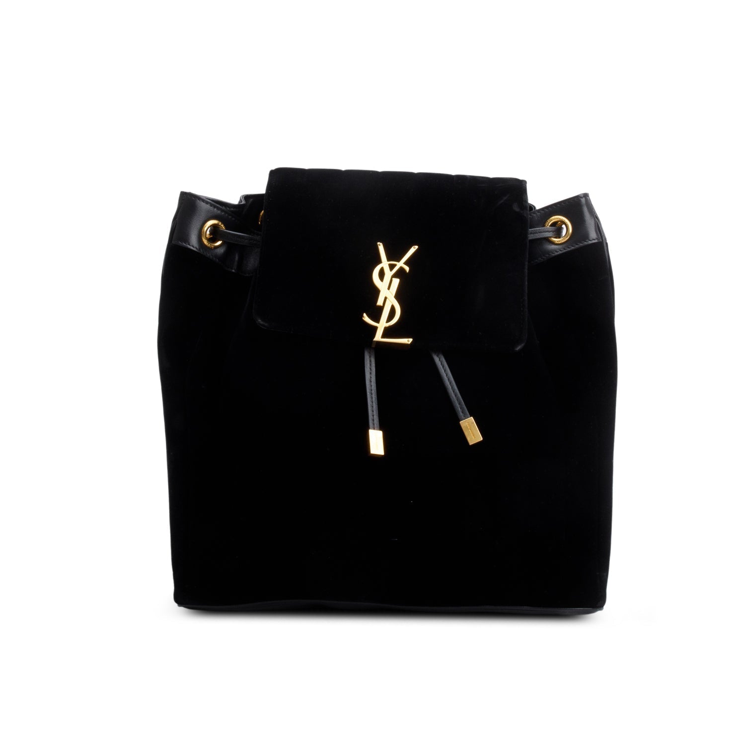 YSL Saint Laurent Velvet Vicky Backpack Matelasse Black