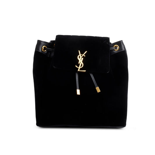 YSL Saint Laurent Velvet Vicky Backpack Matelasse Black