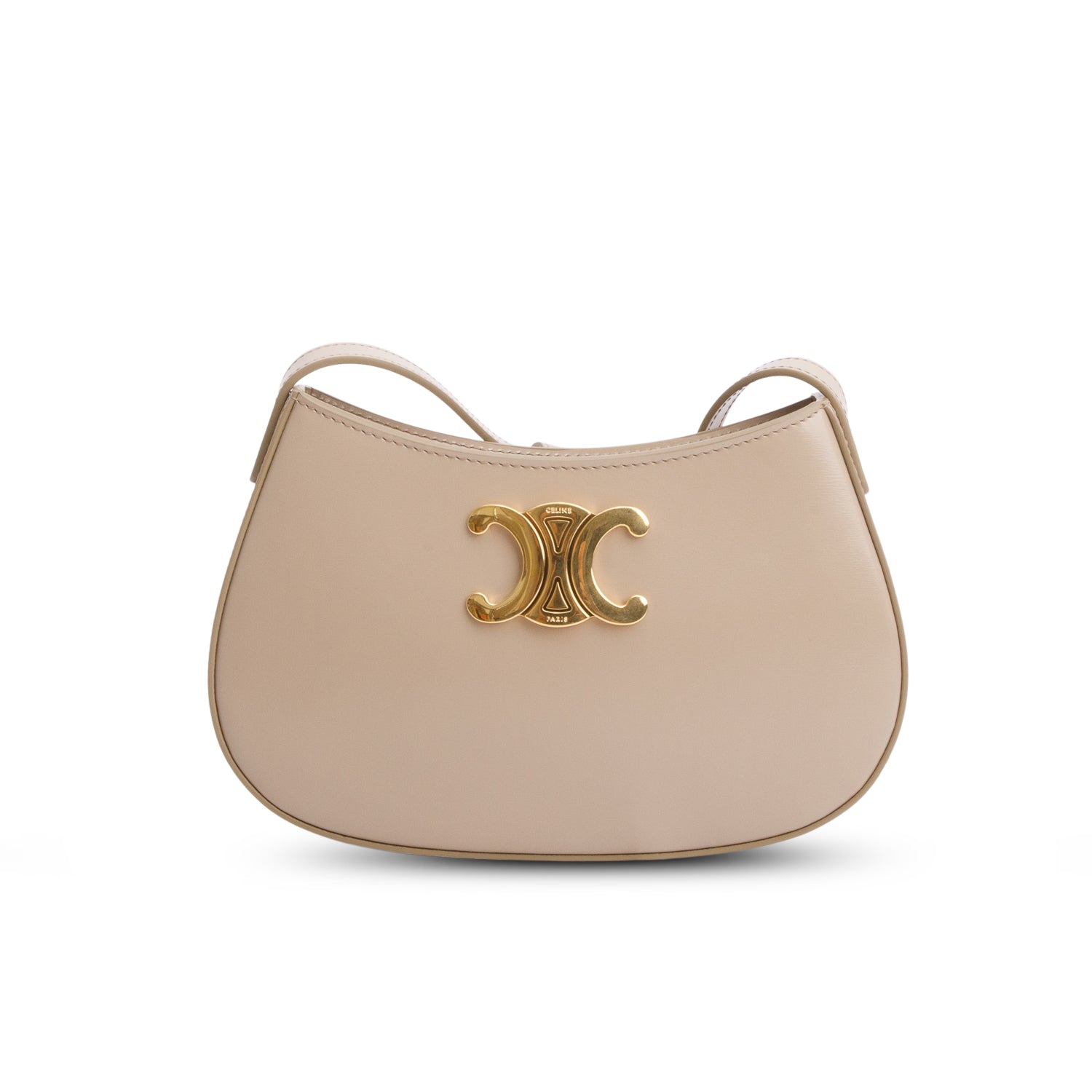 Celine Taupe Shiny Calfskin Tilly Triomphe Shoulder Bag Medium