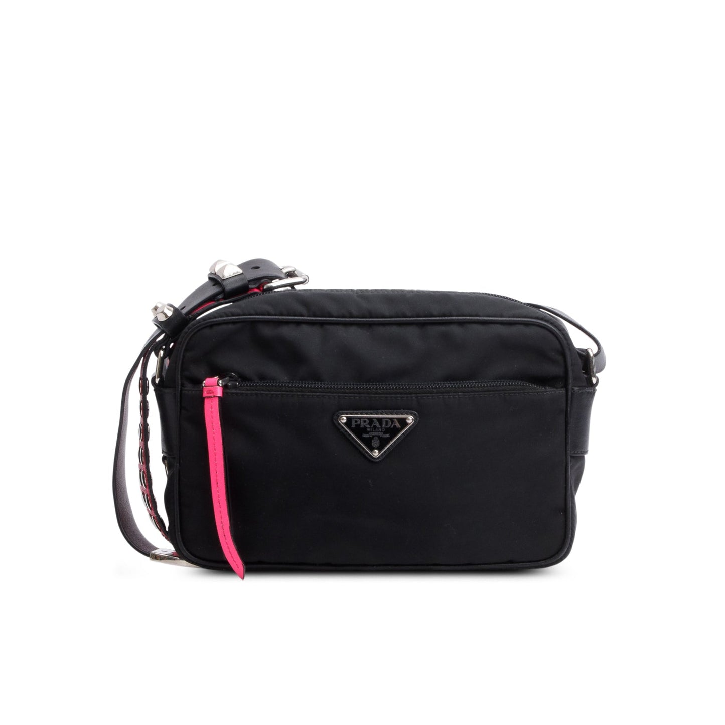 Prada Tessuto Studded New Vela Shoulder Bag Nylon Black
