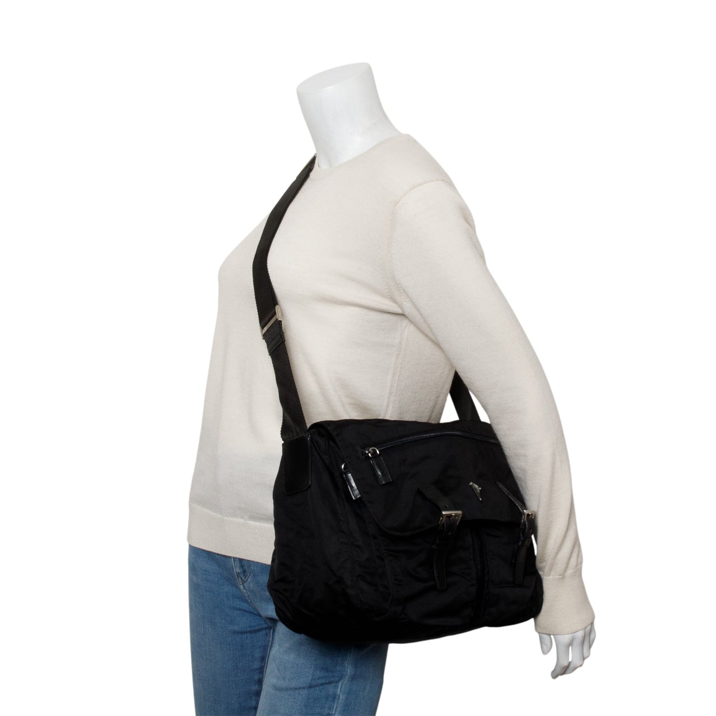 Prada Vela Sport Messenger Bag Nylon Black Travel Bag
