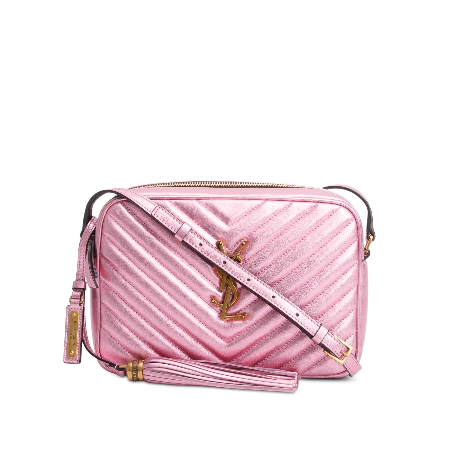 YSL Saint Laurent Metallic Lou Camera Bag Leather Quilted Crossbody Bag