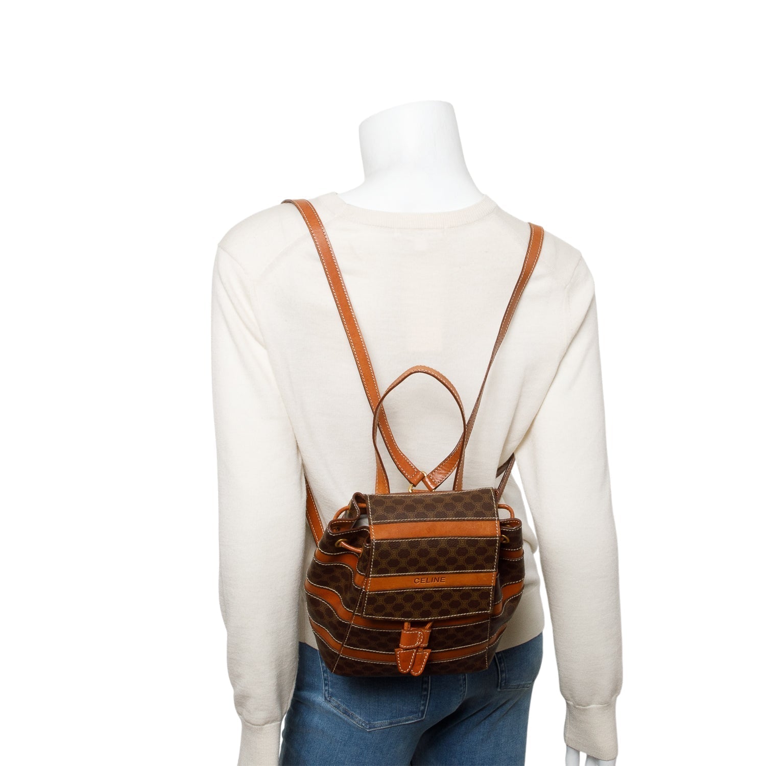 Celine Macadam Backpack Handbag Monogram Brown