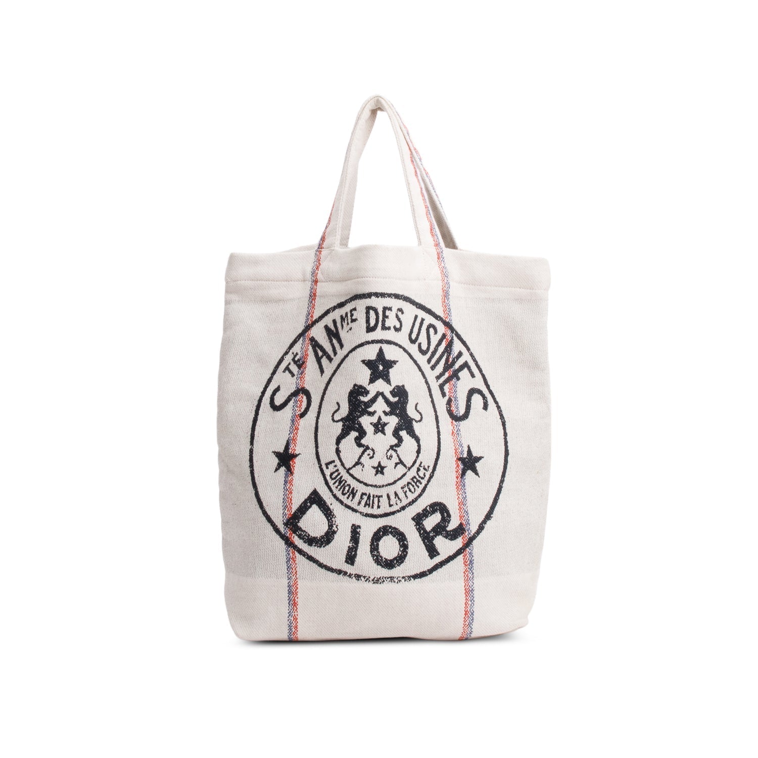 Dior Christian 'L'Union Fait La Force' Tote Bag Canvas Beige