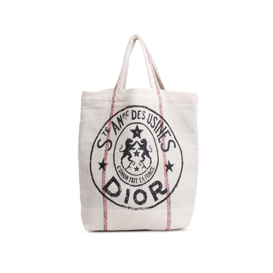 Dior Christian 'L'Union Fait La Force' Tote Bag Canvas Beige