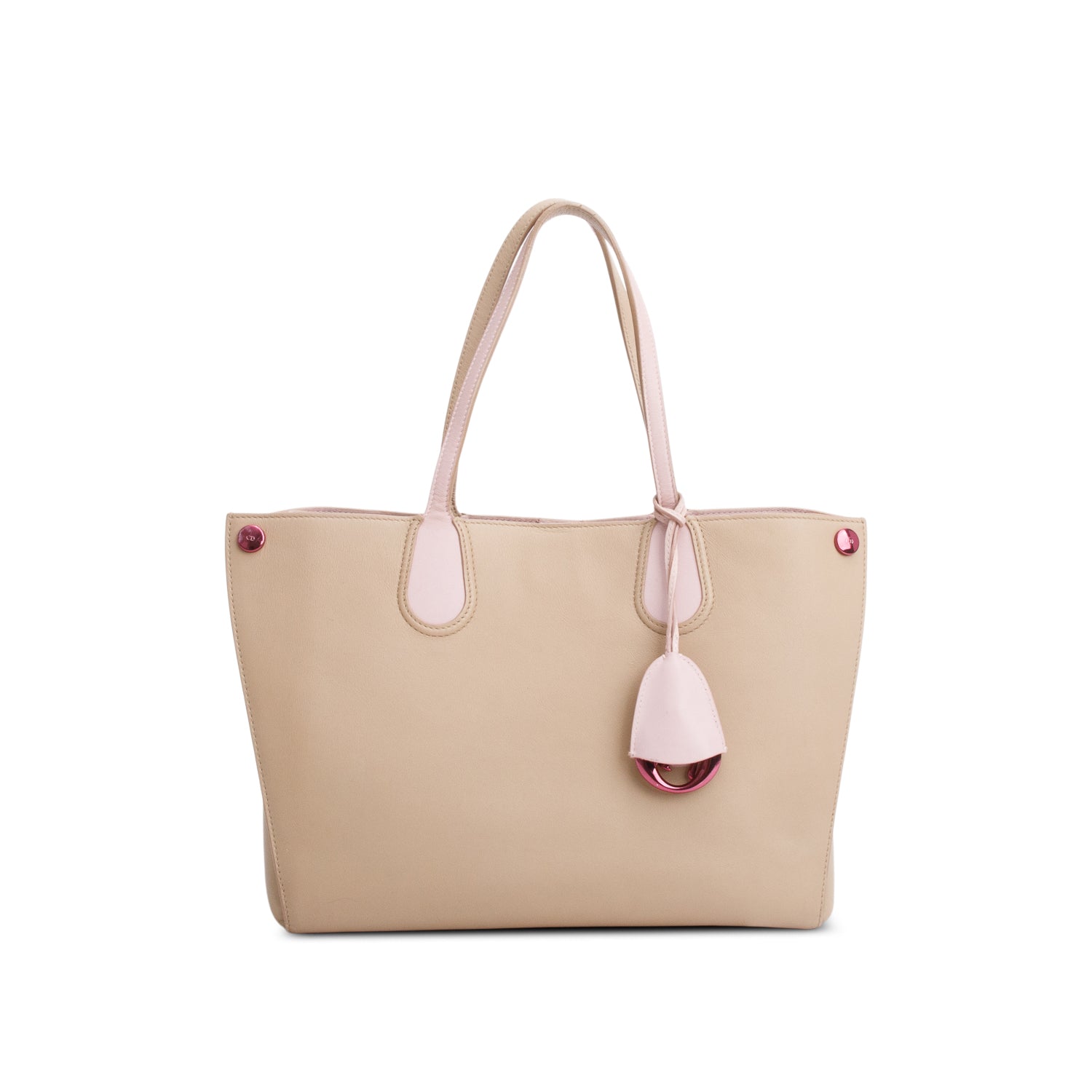 Dior Christian Calfskin Addict Shopping Tote Handbag Leather Beige Tote Bag