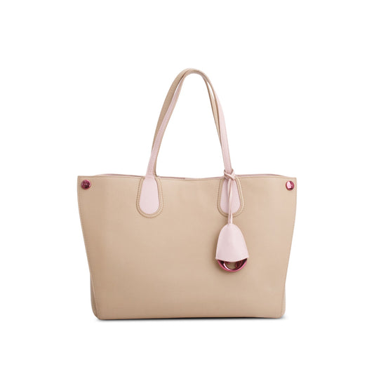 Dior Christian Calfskin Addict Shopping Tote Handbag Leather Beige Tote Bag
