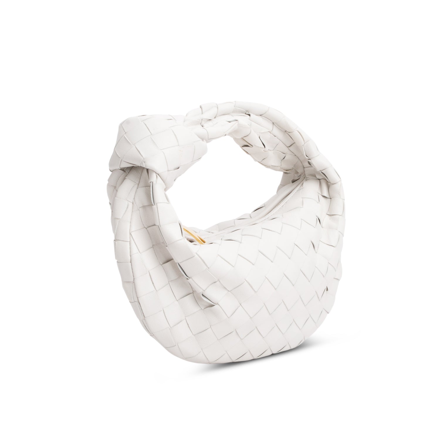 Bottega Veneta Lambskin Intrecciato Jodie Travel Bag White Mini