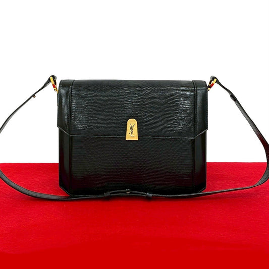 YSL Saint Laurent Yves Shoulder Bag Leather Black 680C255907352