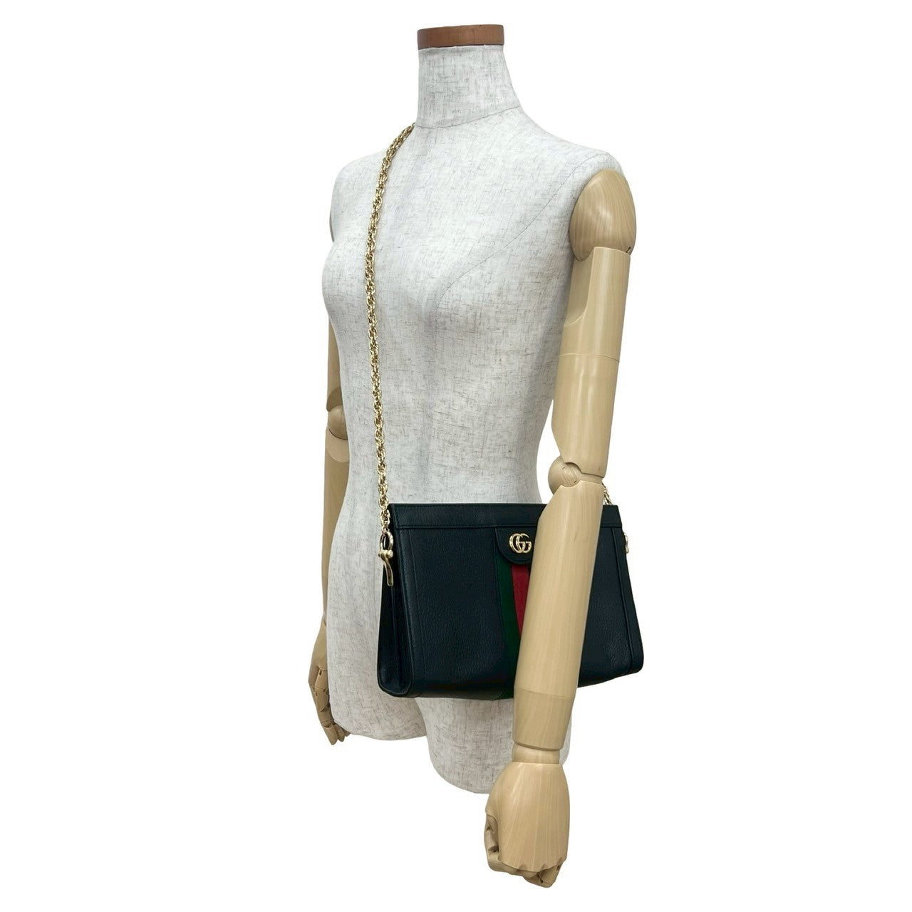 Gucci Sherry line Ofidia Leather Black Shoulder Bag