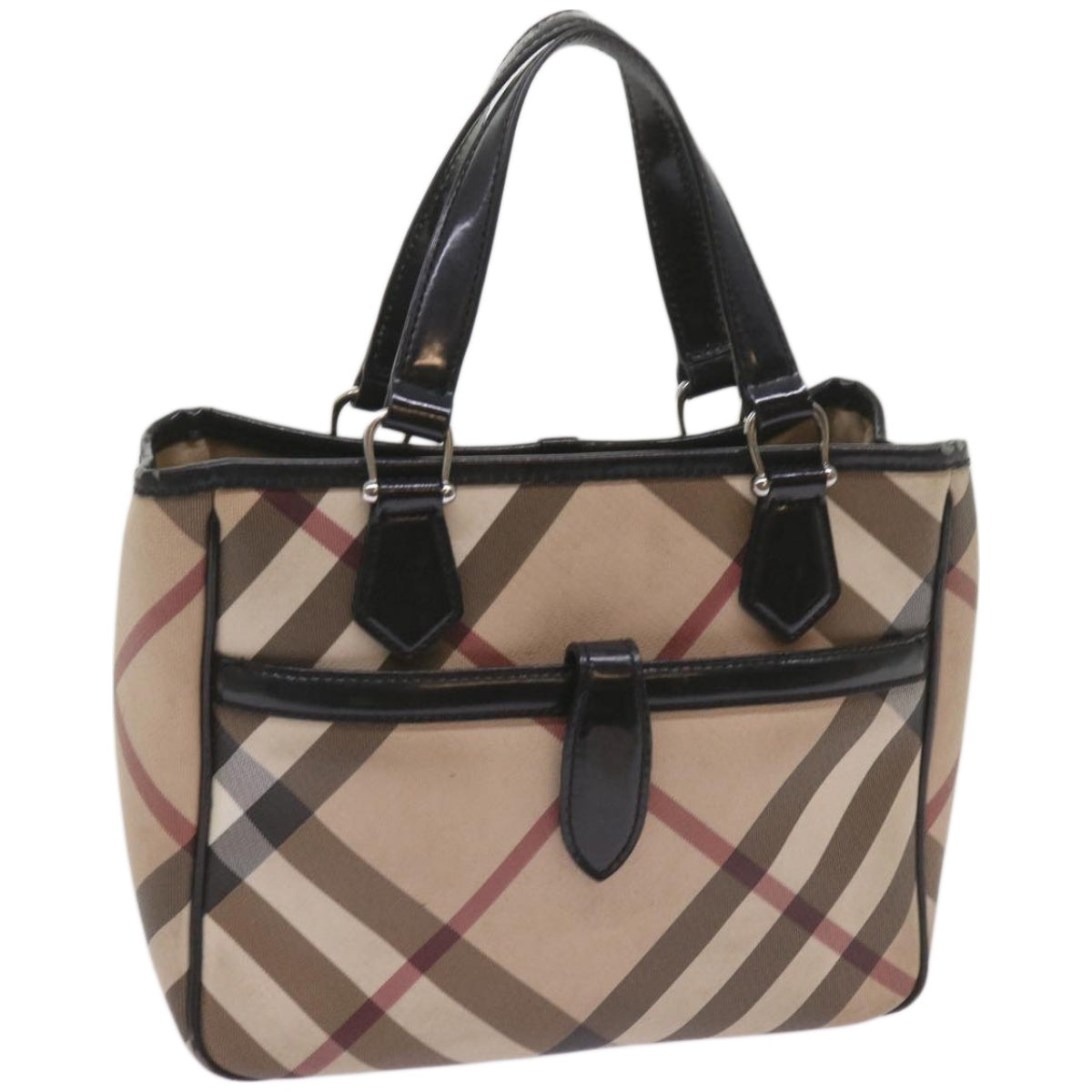Burberry Luxury Nova Check Hand Bag Pvc Auth Beige Travel Bag Beige Auth 68142
