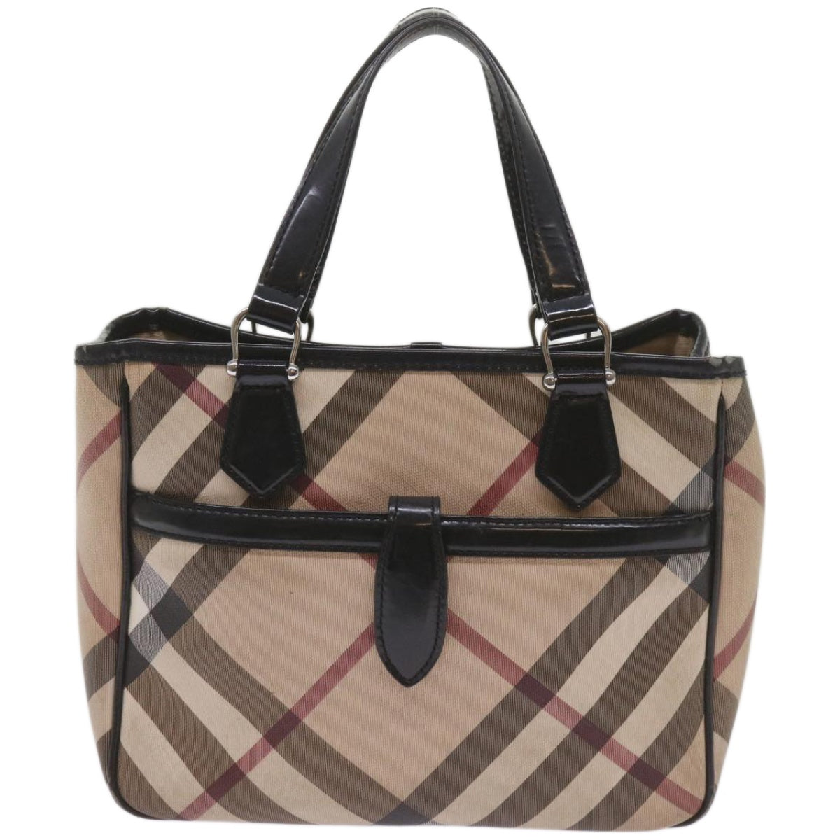 Burberry Luxury Nova Check Hand Bag Pvc Auth Beige Travel Bag Beige Auth 68142