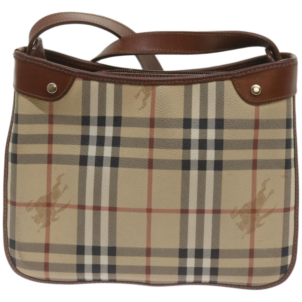 Burberry Luxury ss Nova Check Shoulder Bag Pvc Auth Brown Beige