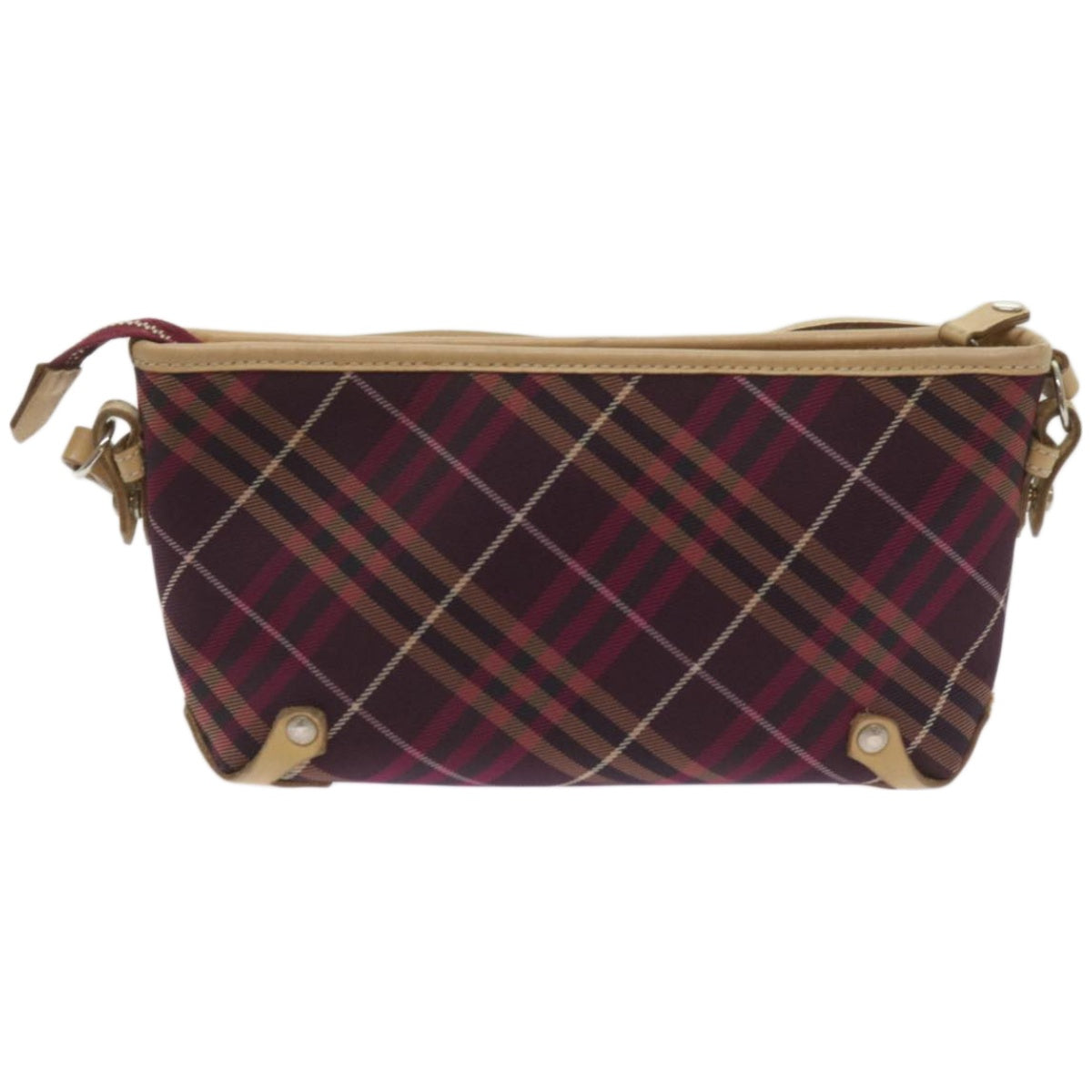 Burberry Luxury Nova Check Shoulder Bag Auth Nylon Red