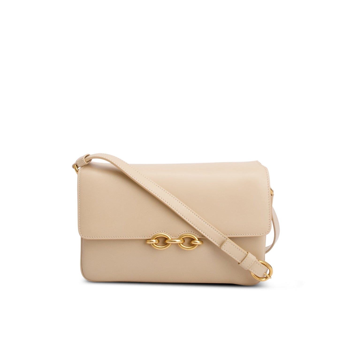 YSL Saint Laurent Smooth Calfskin Le Maillon Satchel Beige Travel Bag