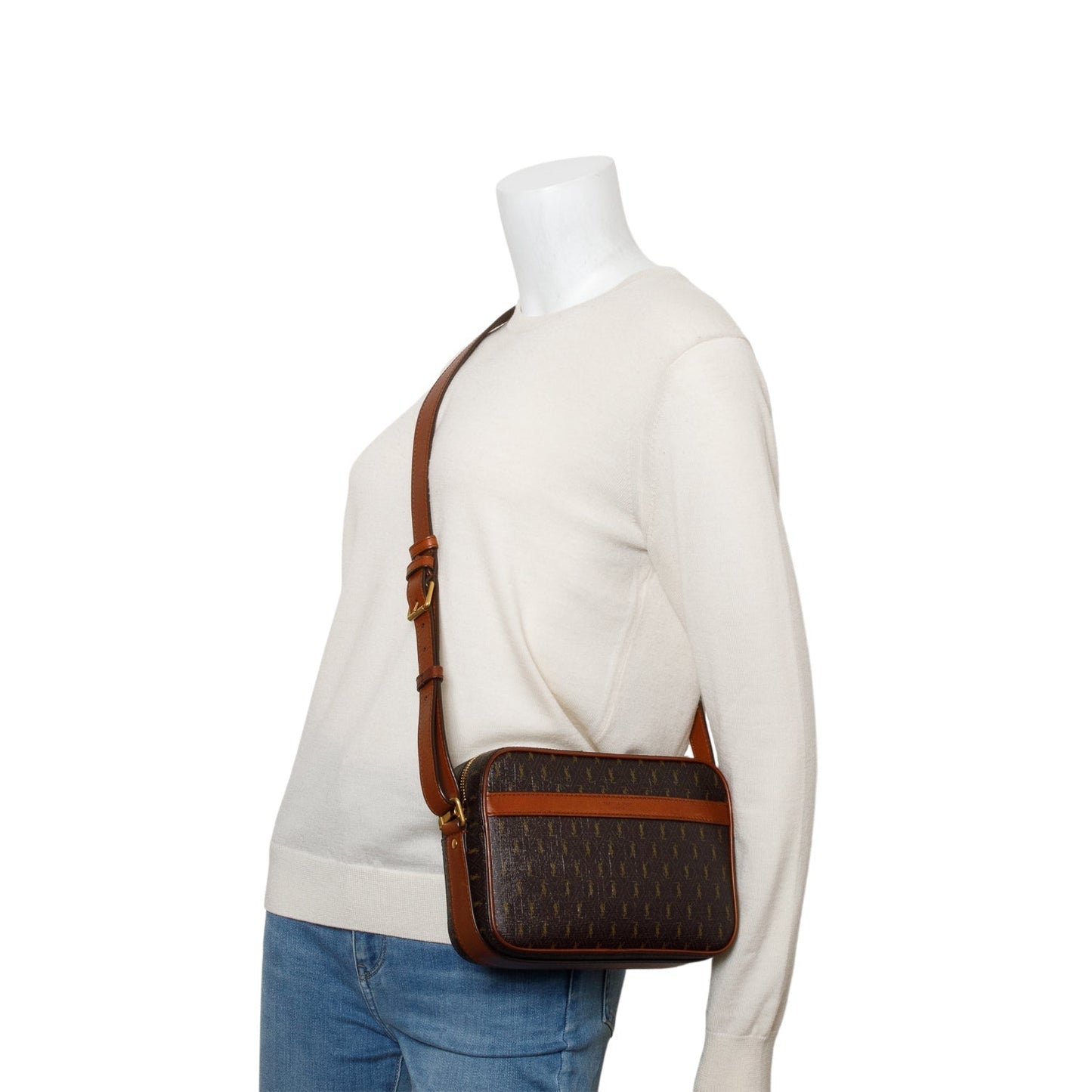 YSL Saint Laurent Smooth Calfskin Le Monogramme Camera Bag Canvas Crossbody Bag