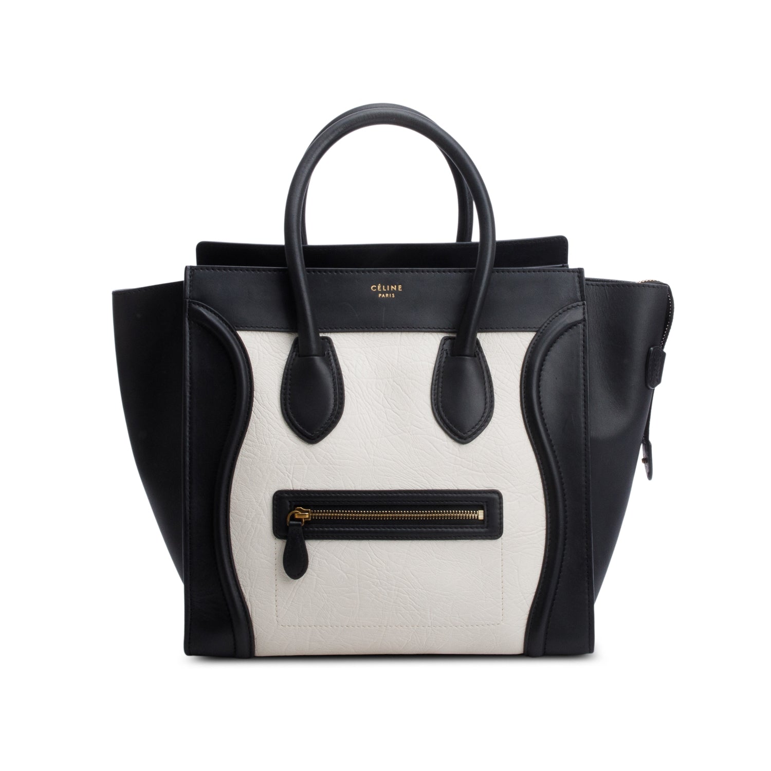 Celine Smooth Calfskin Mini Luggage Tote Handbag Leather Black Tote Bag