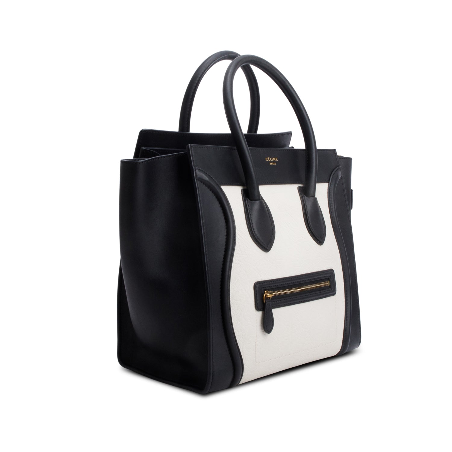 Celine Smooth Calfskin Mini Luggage Tote Handbag Leather Black Tote Bag