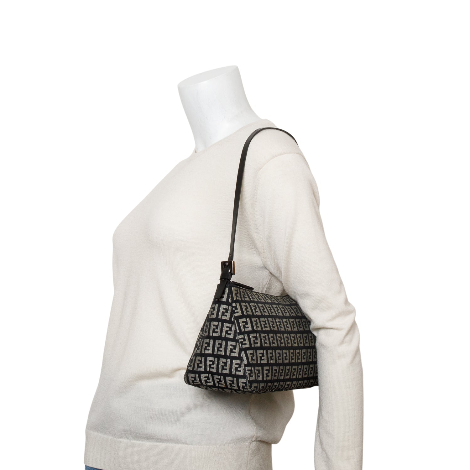 Fendi Zucchino Cuoio Pochette Travel Bag Black