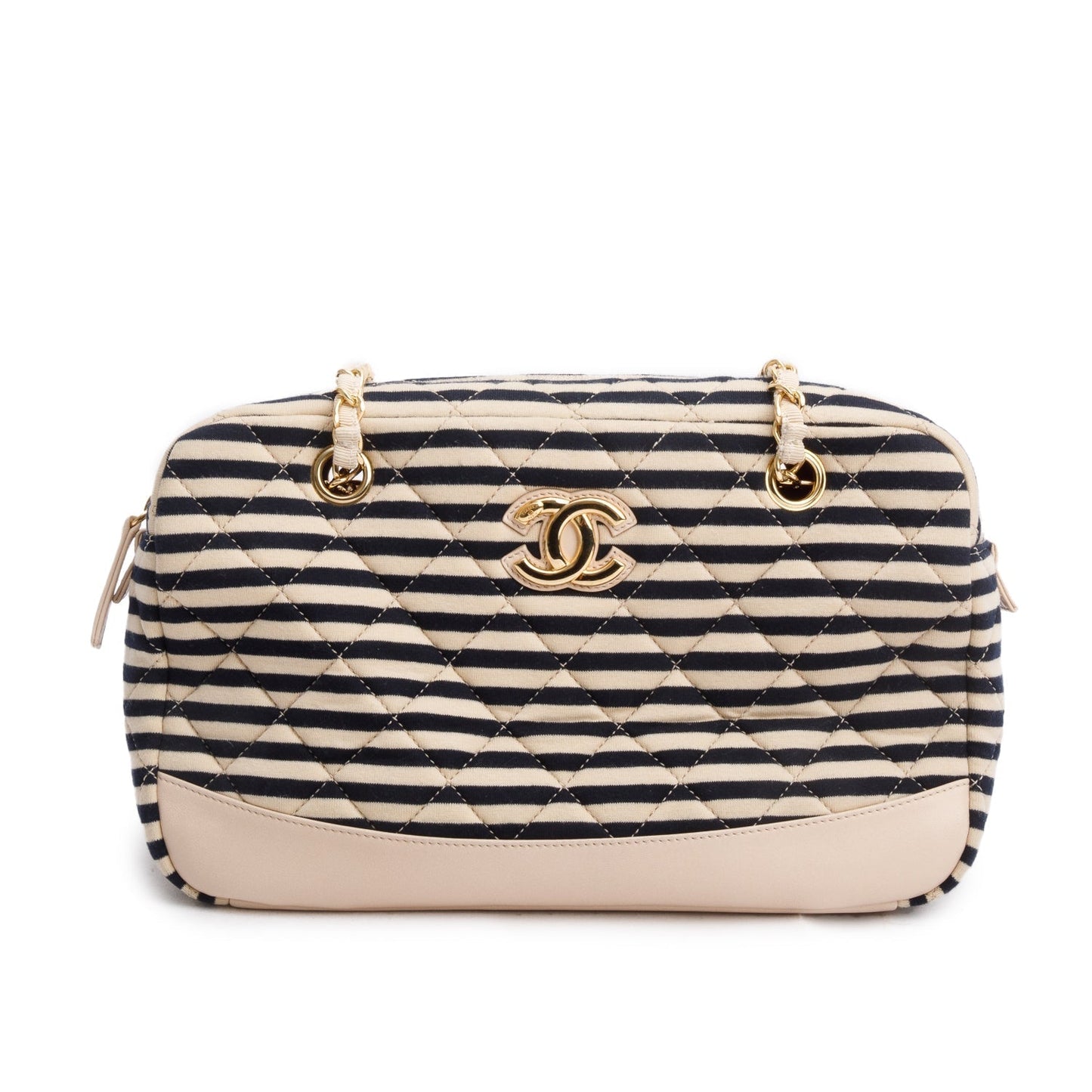 Chanel & Quilted Jersey Coco Sailor Black Beige Travel Bag Authenticity Card