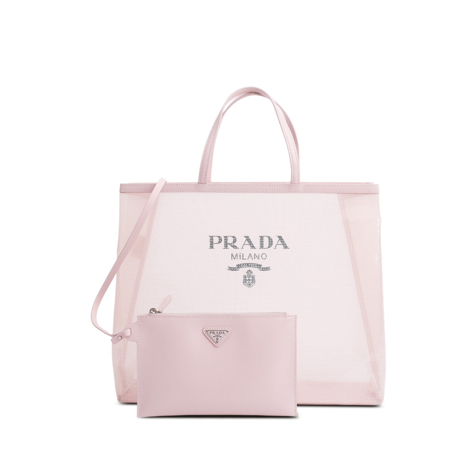 Prada Sequin Mesh Tote Bag Pink Large