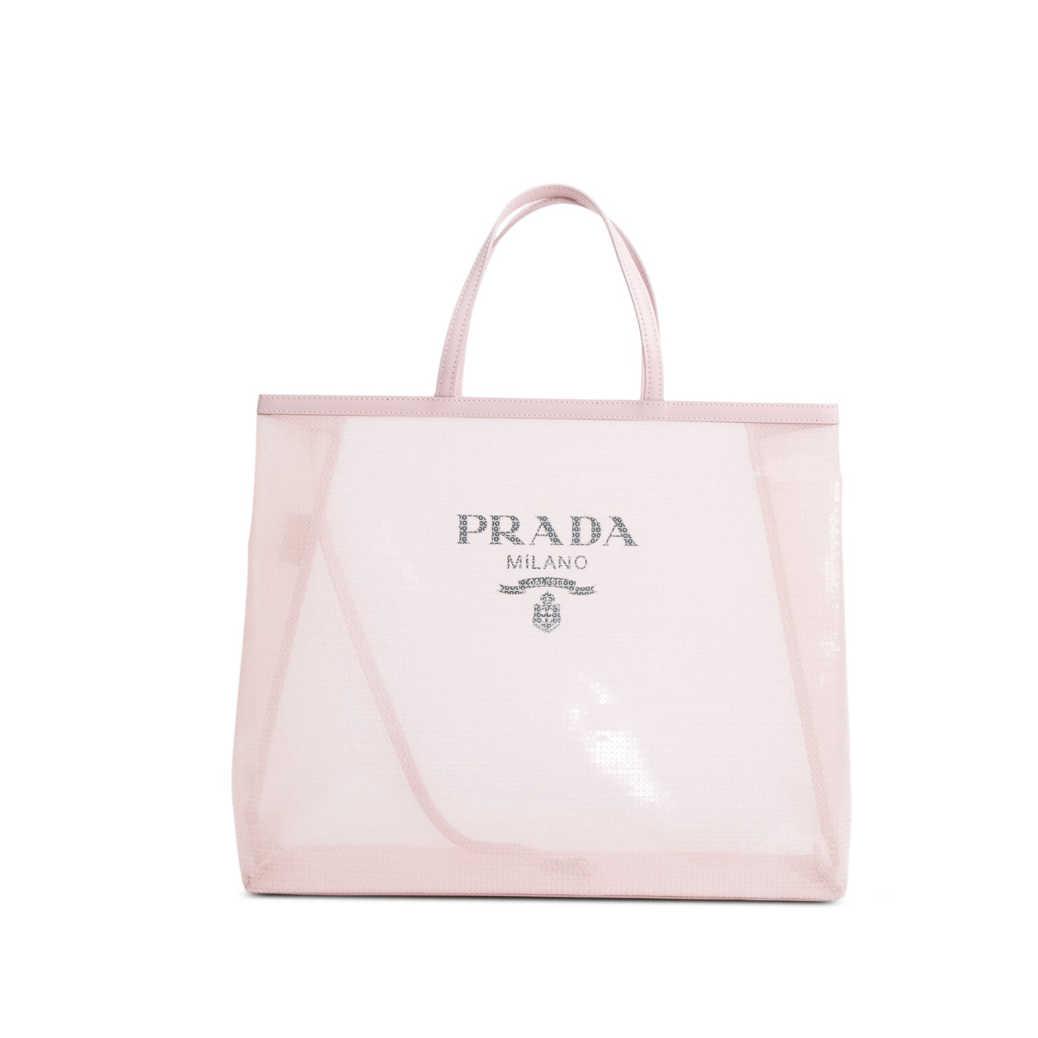 Prada Sequin Mesh Tote Bag Pink Large